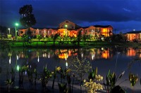 Hotel Night Scene through Lake